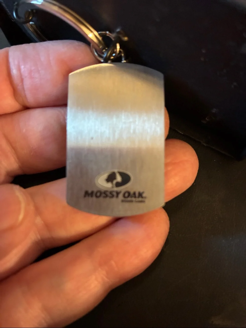 Mossy Oak Brushed Silver Metal Logo Key Tag